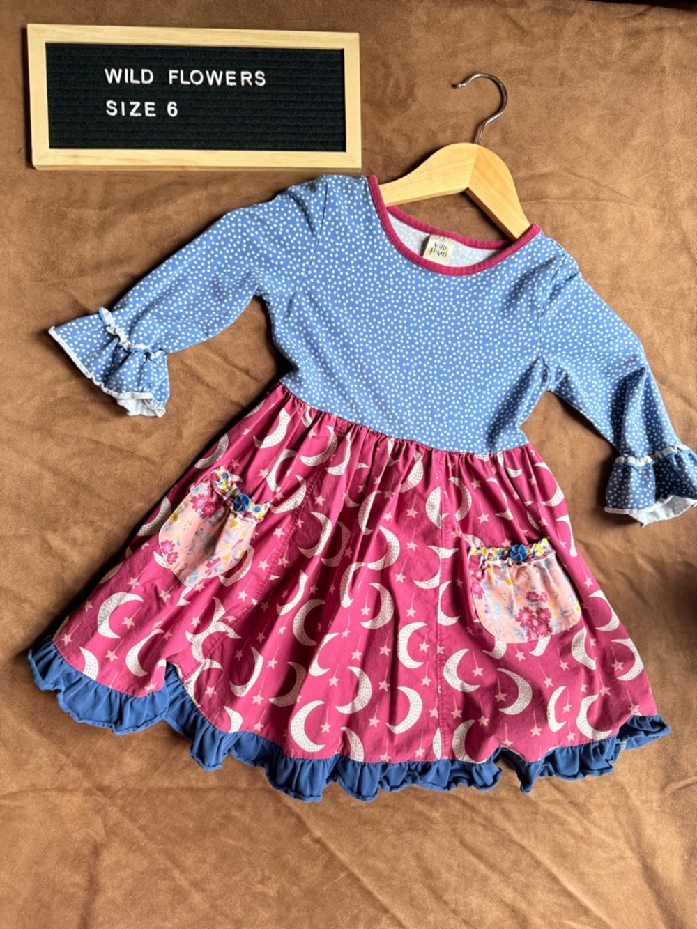 Wild Flowers Blue & Magenta Moon Dress
